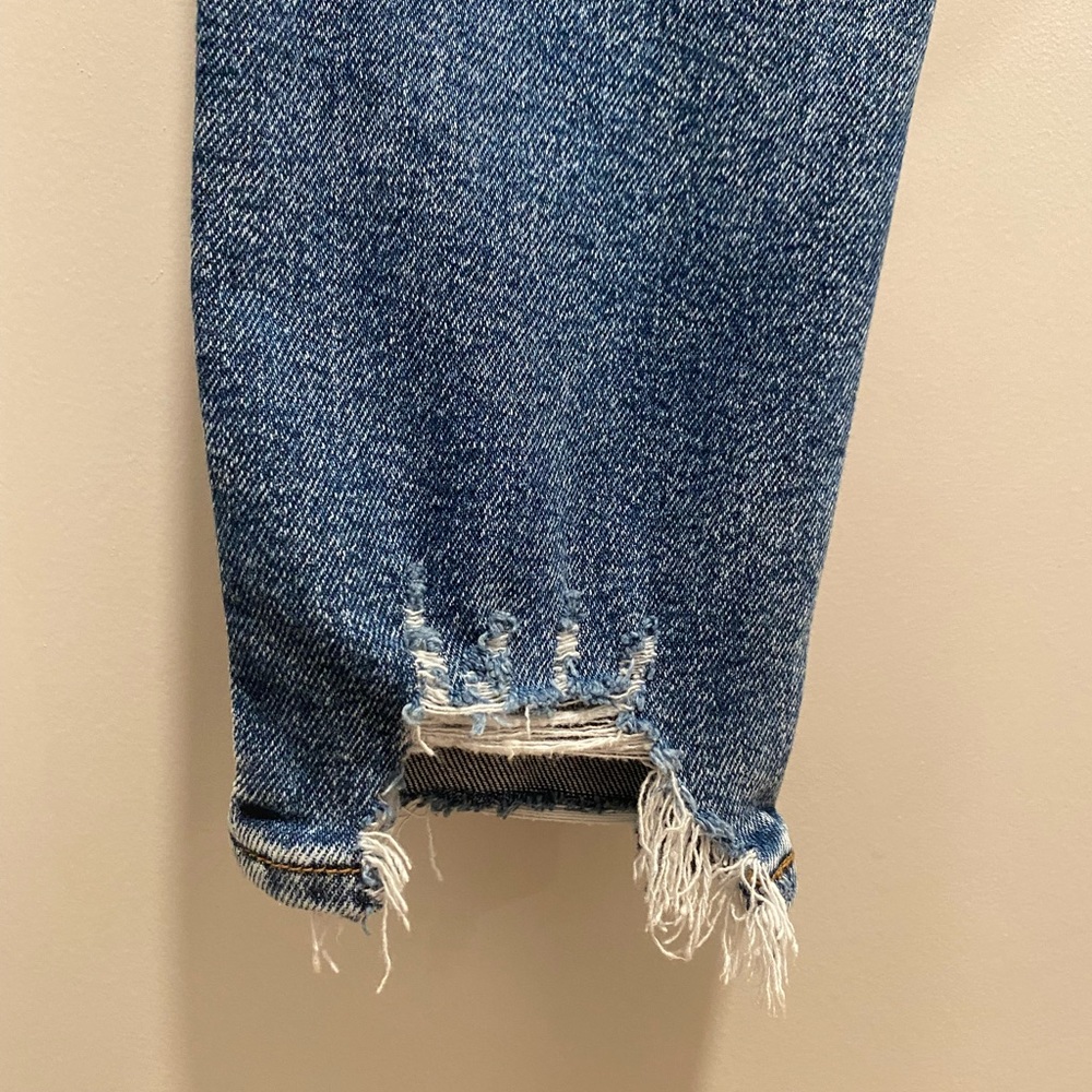 American Eagle AE Stretch Medium Wash Distressed Denim Blue Jeans Jeggings - Picture 6 of 12